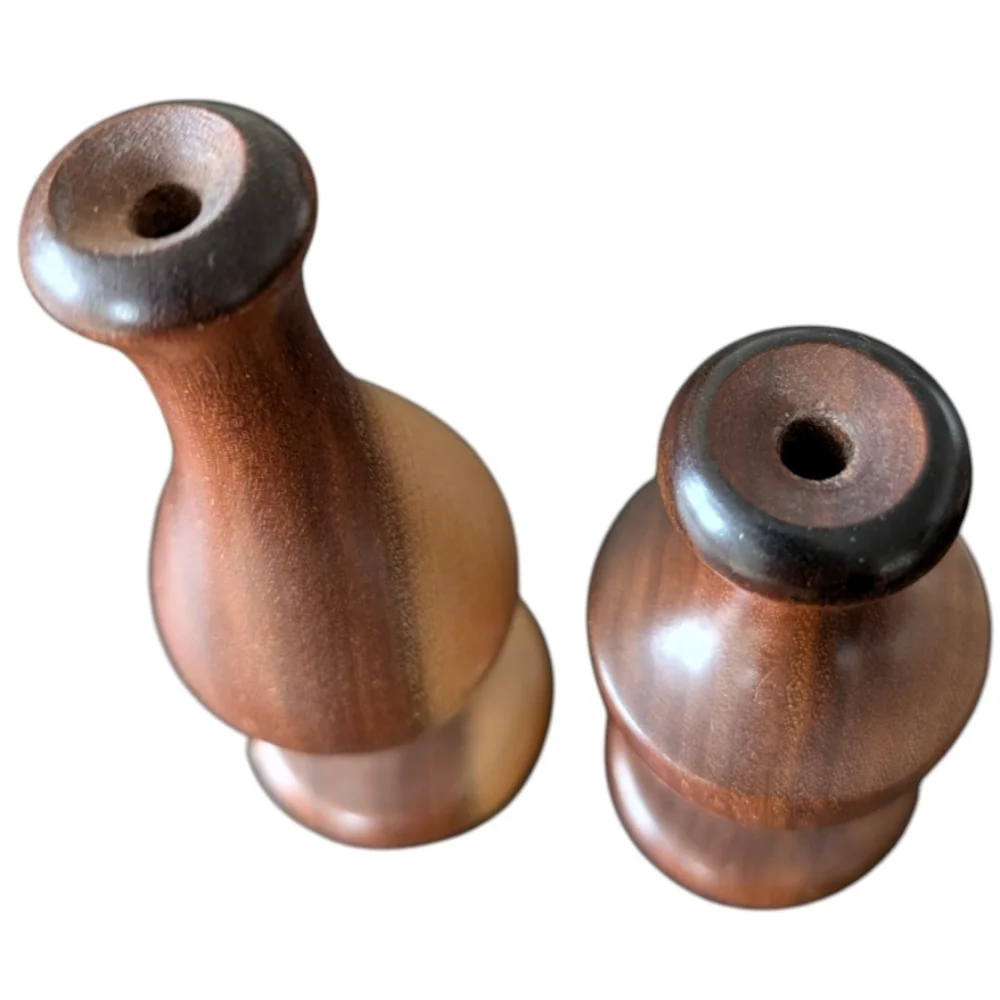 (2) Vintage MCM Danish Lathe Turned Small Bud Vases